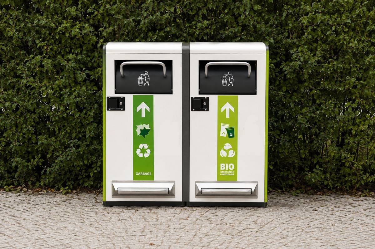 GenX dual smart waste bins with garbage and bio-degradable segregation